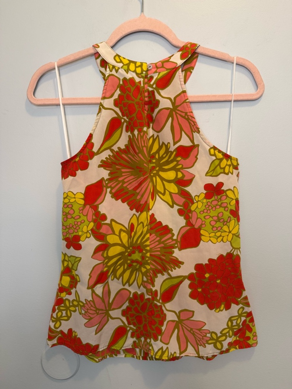 Trina Turk Retro Floral 100% Silk Halter Top - Picture 2 of 6